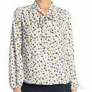 New PLEIONE Floral Tie Front Surplice Blouse size S